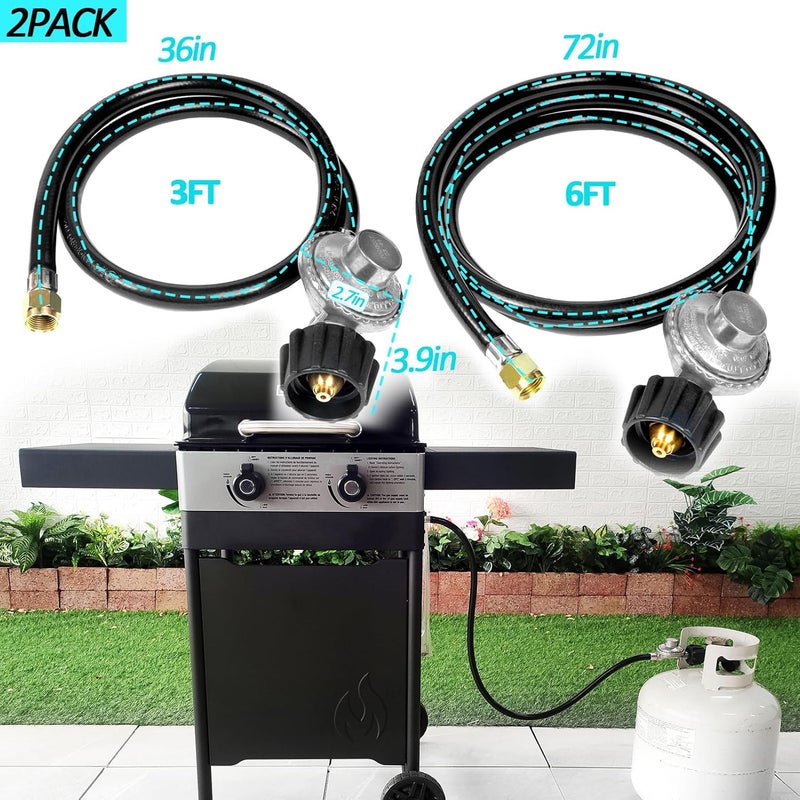 GrillAce Gas Grill Regulator and Hose, Replacement for Weber, Charbroil, Nexgrill Grill, Propane Patio Heater and Fire Pit... (3FT+6FT) - Image 3